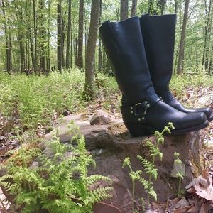 Frye Harness Black Leather Boots